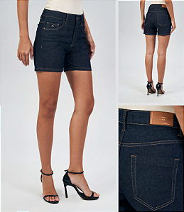 BERMUDA JEANS FEM SLIM ACOSTAMENTO JEANS ESCURO