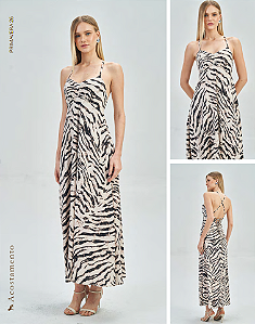 VESTIDO LONGO ACOSTAMENTO ZEBRA MIX 42