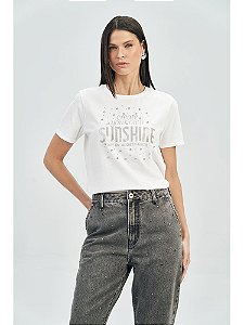 T-SHIRT MC FEM ACOSTAMENTO GLITTER PRETO M