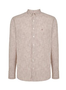 CAMISA ML INDIVIDUAL SLIM FIT EGYPTIAN COTTON 4 XADREZ MARROM ESCURO