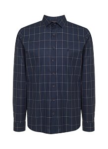 CAMISA ML INDIVIDUAL EGYPTIAN COTTON SLIM FIT 4 XADREZ AZUL MARINHO
