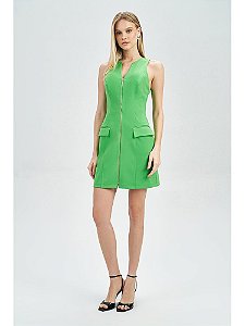VESTIDO CURTO ACOSTAMENTO ZIPER FRONTAL 42 PALHA
