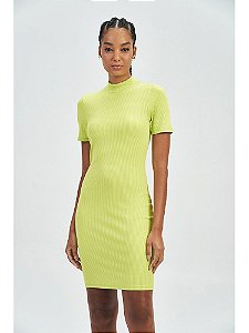 VESTIDO MC ACOSTAMENTO CANELADO GOLA ALTA GG CITRUS GREEN