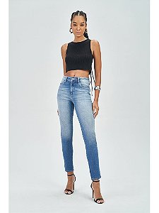 CALCA JEANS FEM ACOSTAMENTO GIGARRETE/SKINNY - JEANS CLARO