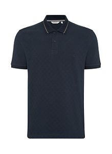 POLO MC INDIVIDUAL SLIM FIT MALHA JACQUARD - AZUL MARINHO