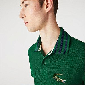 POLO LACOSTE MASCULINA SIM FIT COM CROCODILO BORDADO