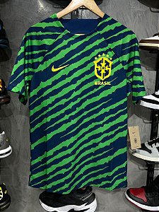 Camiseta Nike Brasil Dri-Fit pre-match azul verde