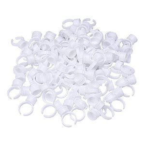 Anel Batoque Microblading Descartável Médio: Conjunto de 100 anéis brancos