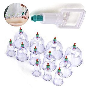 Kit 12 Ventosas Terapêuticas e Massageadoras para Saúde e Beleza