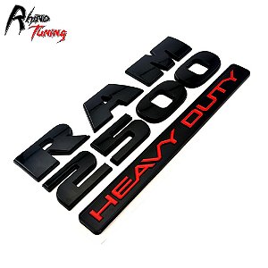 EMBLEMA - RAM 2500 - PRETO/VERMELHO - PAR