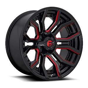 Jogo de Rodas Fuel Rage D712 20x9 6x135/6x139.7 +1MM Preto Fosco Vermelho Fresado