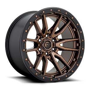 Jogo de Rodas Fuel Rebel D681 18x9 6x139.7 +20MM Bronze Com Borda Preta