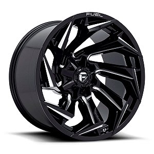 Jogo de Rodas Fuel Reaction D753 22x10 6x135/6x139.7 -18MM Preto Brilhante Fresado