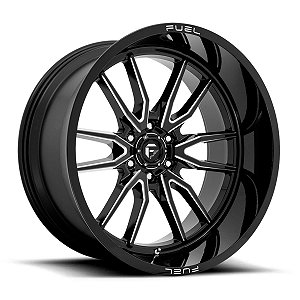 Jogo de Rodas Fuel Clash D761 18x9 6x139.7 +1MM Preto Brilhoso Fresado