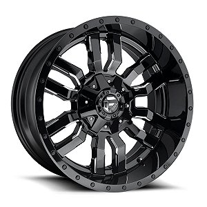 Jogo de Rodas Fuel Sledge D595 22x9.5 6x135/6x139.7 +19mm Preto Brilhoso Fresada