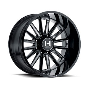 Jogo de Rodas Hostile Predator H115 20x12 6x139.7 -44mm Preto Fresado