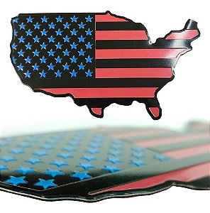 EMBLEMA - EUA - MAPA AMERICANO - DETALHE VERMELHO