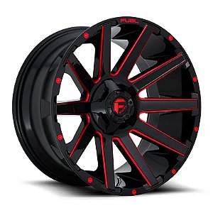 Roda Fuel Contra D643  20x9  8x165.1  +20mm Preto c/ Vermelho