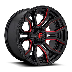 Roda Fuel Rage 20x9 6x135/6x139.7 +1mm Preto Fosco c/  Vermelho Fresado