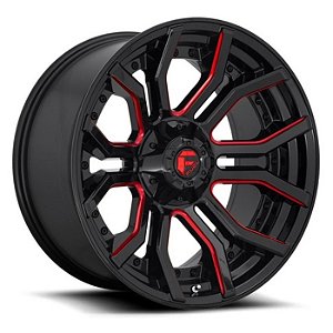 Roda Fuel Rage D712 20x10 5x127/5x139.7 -18mm Preto Brilhante c/ Vermelho
