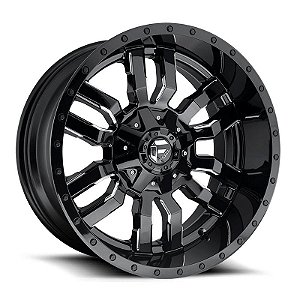 Roda Fuel Sledge D595 22x9.5 6x135/6x139.7 +19mm  Preto Brilhante Fresado