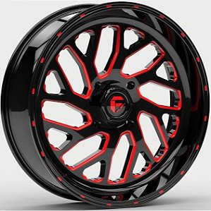 Roda Fuel Triton D691 24x12  8x165.1  -44mm  Preto Brilhante Fresado Vermelho