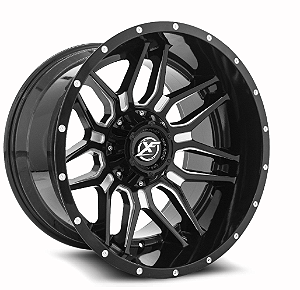 Roda XF Off Road 222 20x12  6x135/6x139.7 -44mm Preto Brilhante Fresado
