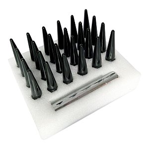 Jogo de Porcas M12 x 1.5 Spike Nugs Preto c/ 24 Peças