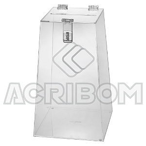 Urna de Acrílico Com Cadeado Pirâmide 40X25X25 CM