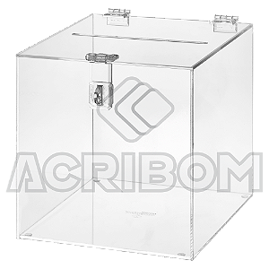 Urna de Acrílico Com Cadeado Quadrada 30X30X30 CM