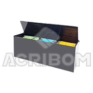 Caixa Porta Chá em Sachês Com Tampa em Acrílico Preto Com 3 Nichos