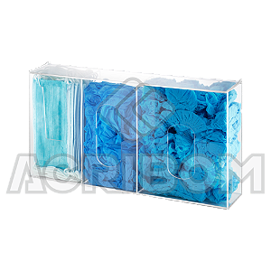 Dispenser Triplo Para MÁSCARAS, LUVAS e TOUCAS Descartáveis