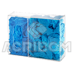 Dispenser Duplo em Acrílico de Parede Para LUVAS e TOUCAS Descartáveis