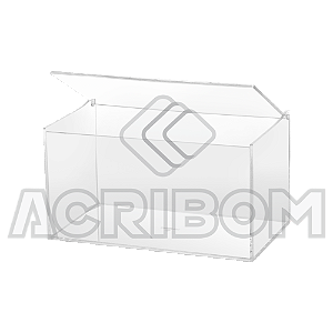 Caixa Retangular em Acrílico Cristal 25x50x25cm Com Tampa