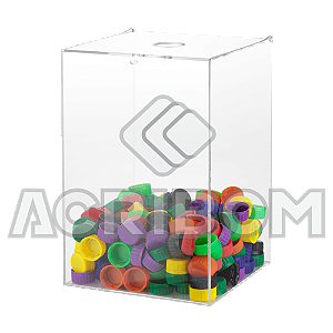 Caixa de Acrílico Para Tampinhas e Lacres GRANDE 30x20x20cm