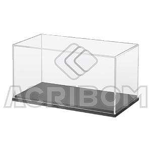 Cúpula em Acrílico RETANGULAR 25X50X25cm Com Base Preta