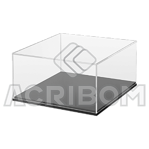 Cúpula em Acrílico BAIXA 25X50X50cm Com Base Preta