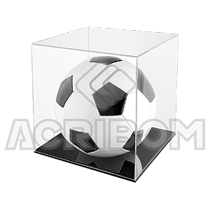 Cúpula em Acrílico Para Bola de Futebol Com Base Preta