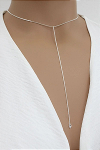 Colar Curto Y - Banho Prata 925