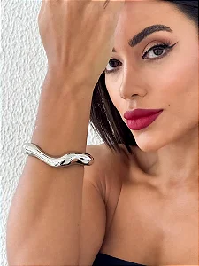 Bracelete Liso Ondulado M - Banho Prata 925