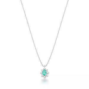 Colar de Prata Gota Turmalina com Zircônias