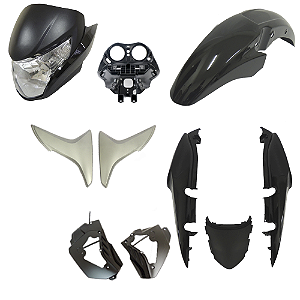 Kit Carenagem E Farol Titan Mix 150 Preto Brilhante Ano 2011 A 2013
