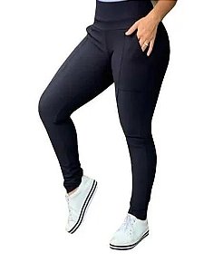 Calça Legging Montaria Flanelada Com Bolsos Frontais