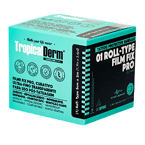 Película para Tatuagem Fix Pró- Rolo 5CM x 5M - Tropical Derm