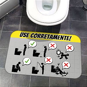 Tapete avulso emborrachado de banheiro Estampa Use Corretamente o Vaso 40x60