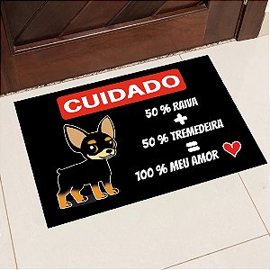 Tapete de porta Estampa Cachorro Pinscher Preto 40x60