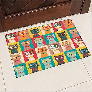 Tapete de Porta 40x60 Estampa Gatos Colorful
