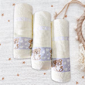 Kit c/ 3 Toalhas de Banho Infantil Ursinho Amarelo
