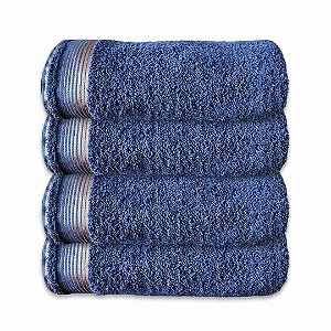 Kit c/ 4 Toalhas de Rosto Grossas Felpudas Gigante SOFT 100% Algodão Azul