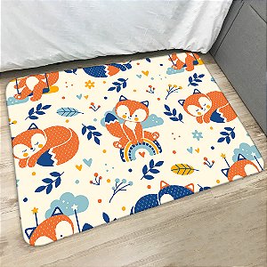 Tapete Infantil Retangular Antiderrapante 95x130 Estampa Raposinha